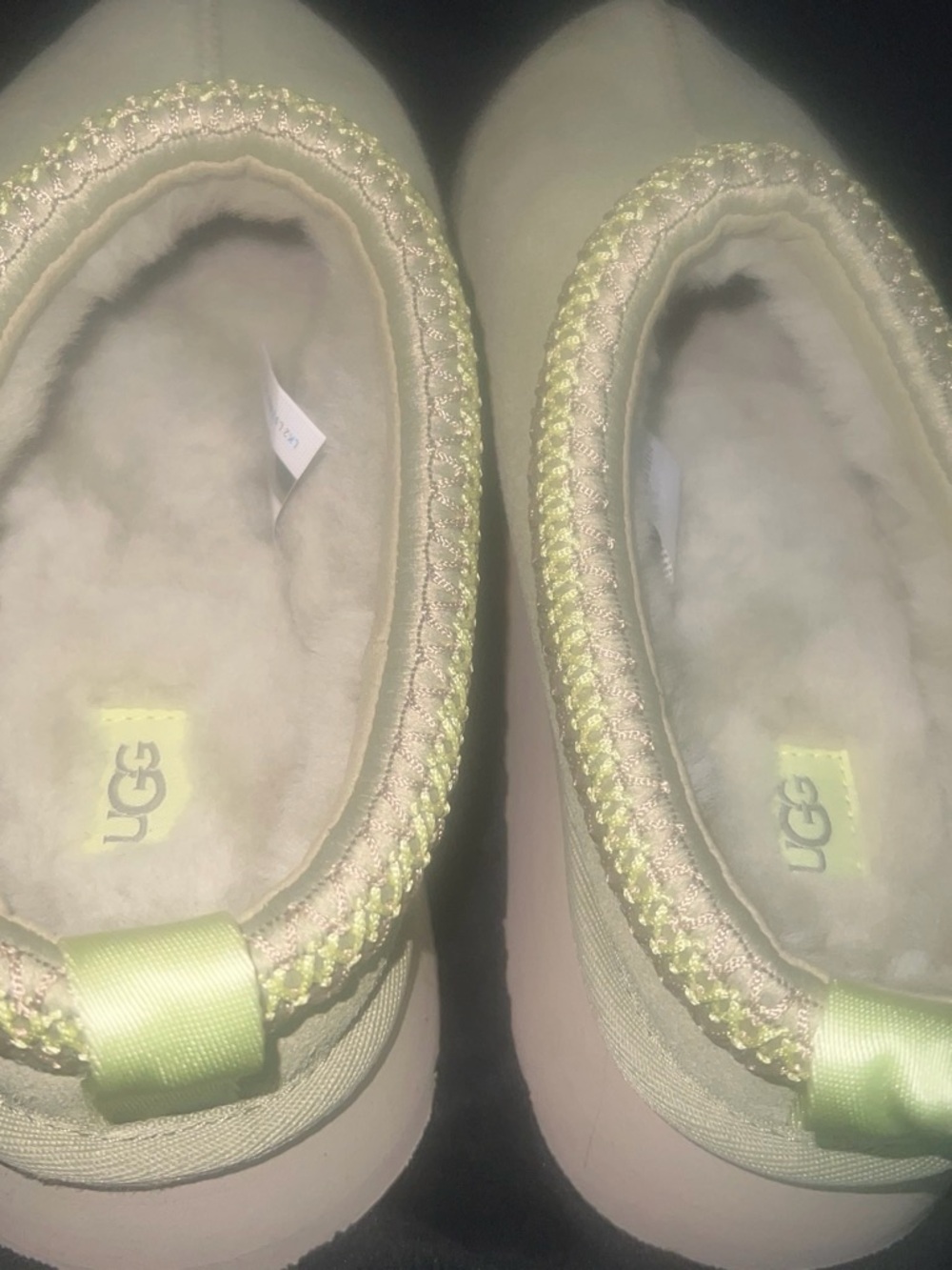 UGG Women's Light green/ Mint  Slip-On Plush-Lined Slippers with Lime Trim